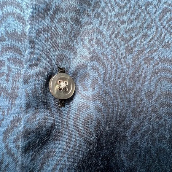 John Varvatos Button Shirt Mens Medium Blue Leopard Print Abstract Designer Club